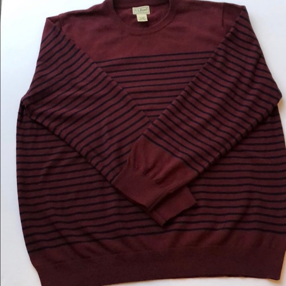 L.L. Bean Other - L.L. Bean Mens crew Maroon Navy striped sweater XL